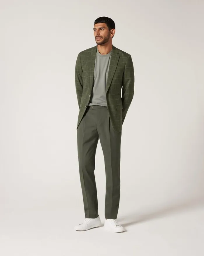 Politix Suit Pants Men Wool Blend Tailored Pant Khaki