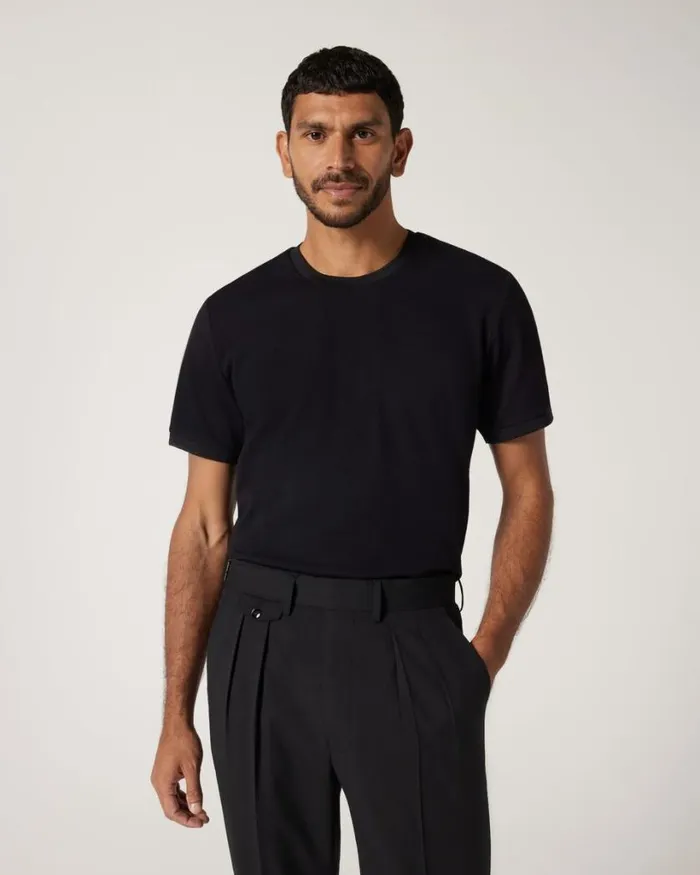 Politix TShirts Men Slim Fit Jacquard Texture Tee Black