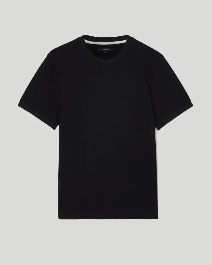 Politix TShirts Men Slim Fit Jacquard Texture Tee Black