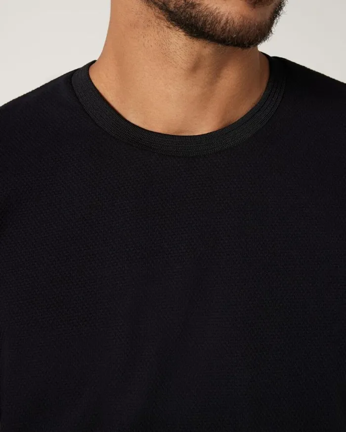 Politix TShirts Men Slim Fit Jacquard Texture Tee Black