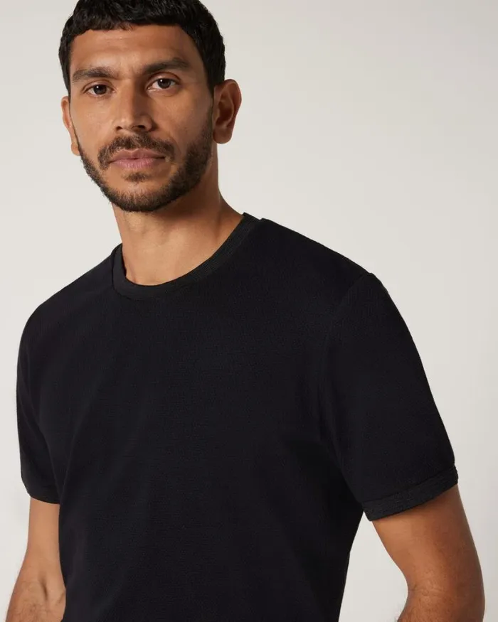 Politix TShirts Men Slim Fit Jacquard Texture Tee Black