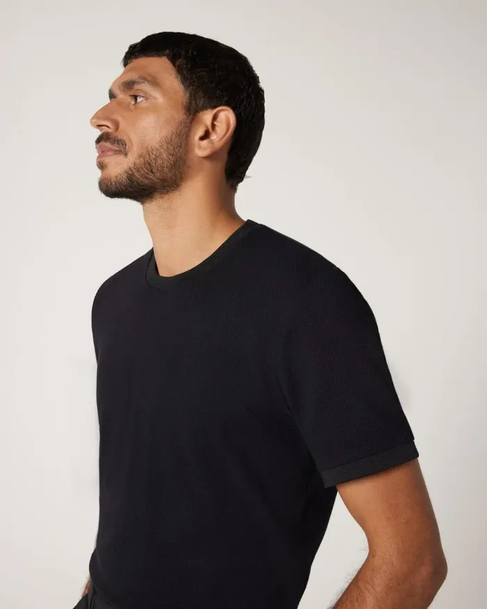 Politix TShirts Men Slim Fit Jacquard Texture Tee Black