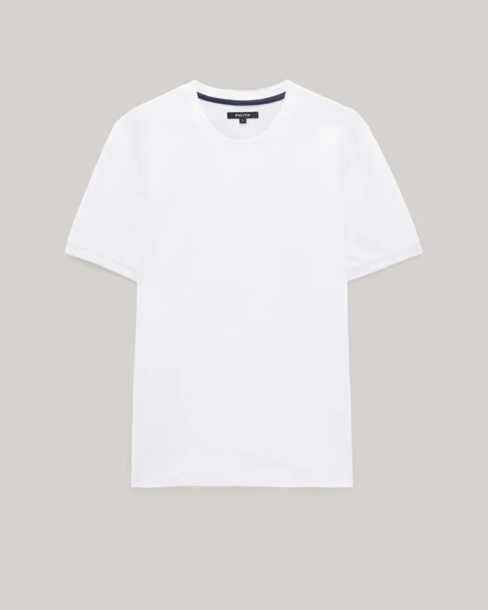 Politix TShirts Men Textured Crew Neck Tee White