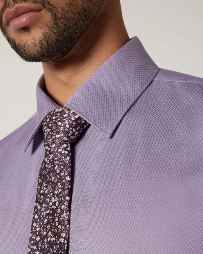 Politix Ties Men Ditsy Floral Printed Silk Tie Grape