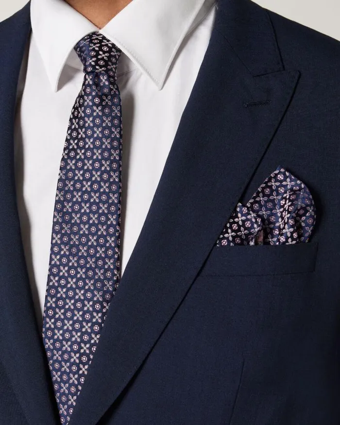 Politix Ties Men Silk Geo Jacquard Tie Navy