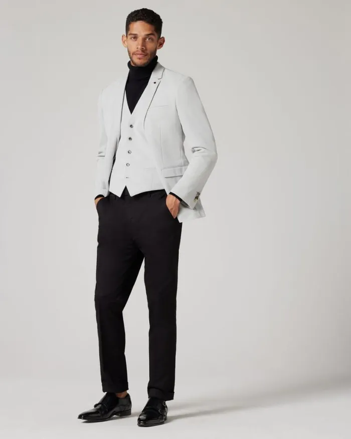Politix Vests Men 5 Buttoned Textured Tailored Vest Bone