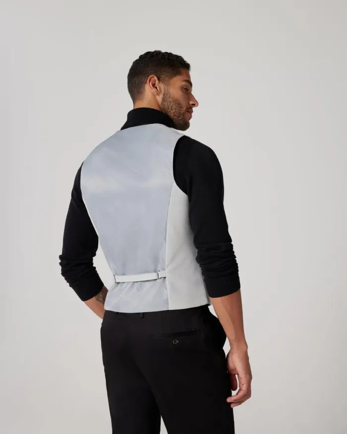 Politix Vests Men 5 Buttoned Textured Tailored Vest Bone