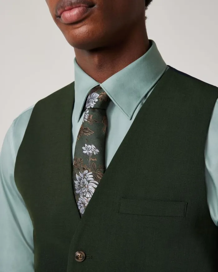 Politix Vests Men Wool Blend Tailored Vest Dark Khaki