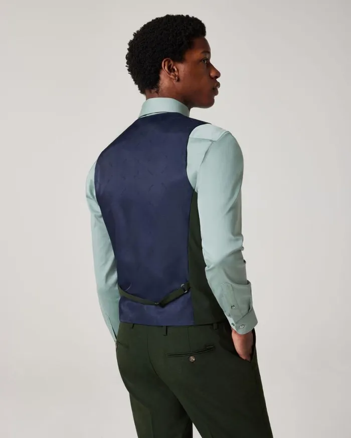 Politix Vests Men Wool Blend Tailored Vest Dark Khaki