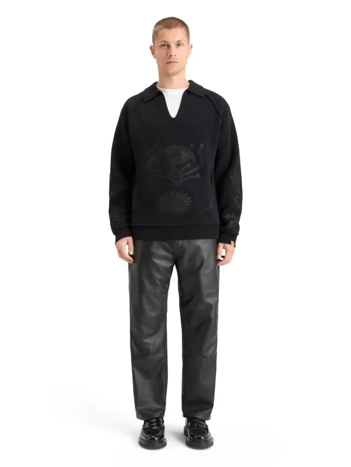 POLO LONG SLEEVES DROPPED SHOULDER SWEATER Black Men Scotch and Soda Knitwear