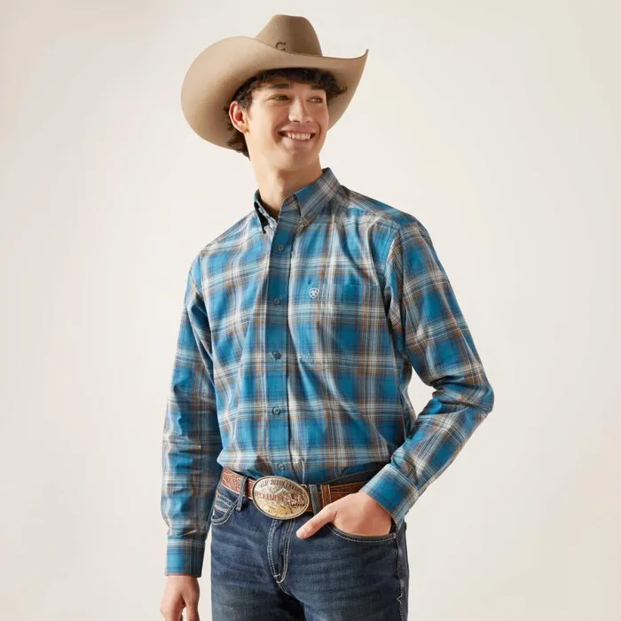 Pro Series Geron Classic Fit Shirt Rush Of Blue Men Ariat Button Down Shirts