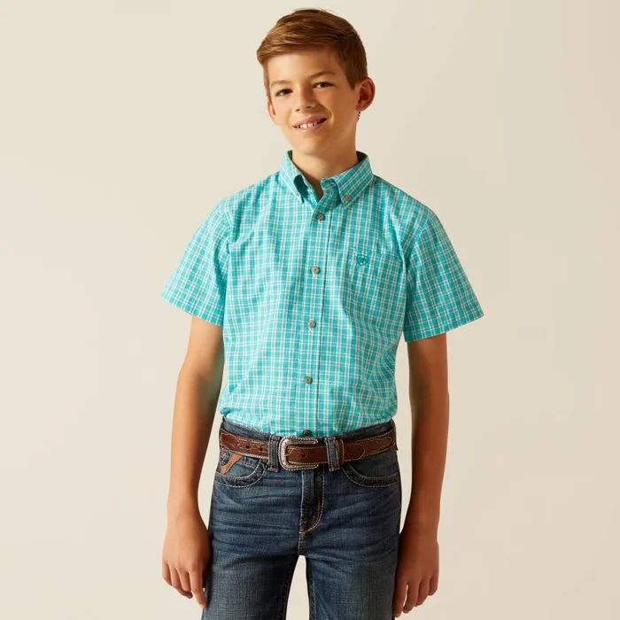 Pro Series Jensen Classic Fit Shirt Turquoise Kids Ariat Button Down Shirts