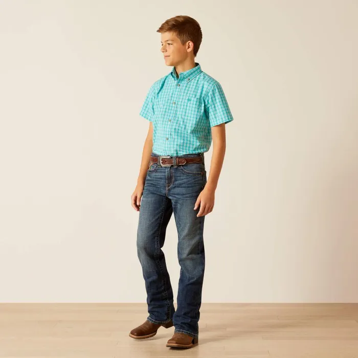Pro Series Jensen Classic Fit Shirt Turquoise Kids Ariat Button Down Shirts