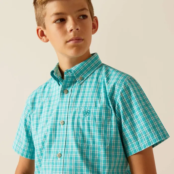 Pro Series Jensen Classic Fit Shirt Turquoise Kids Ariat Button Down Shirts