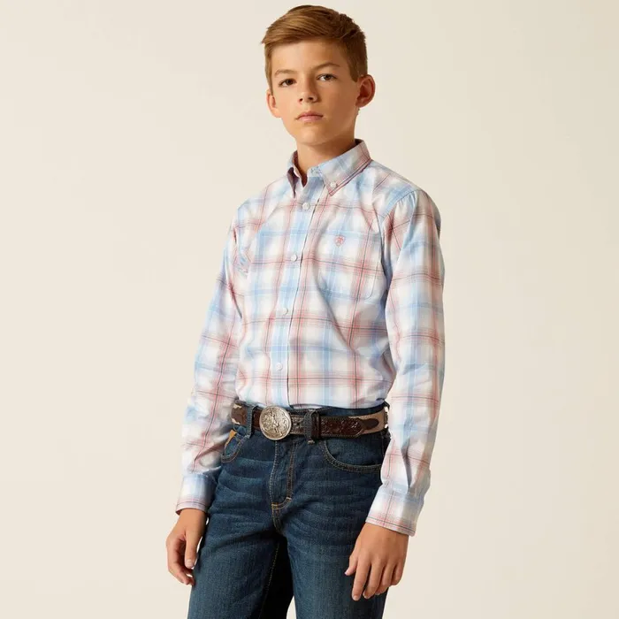 Pro Series Joshua Classic Fit Shirt Ceramic Teal Kids Ariat Button Down Shirts