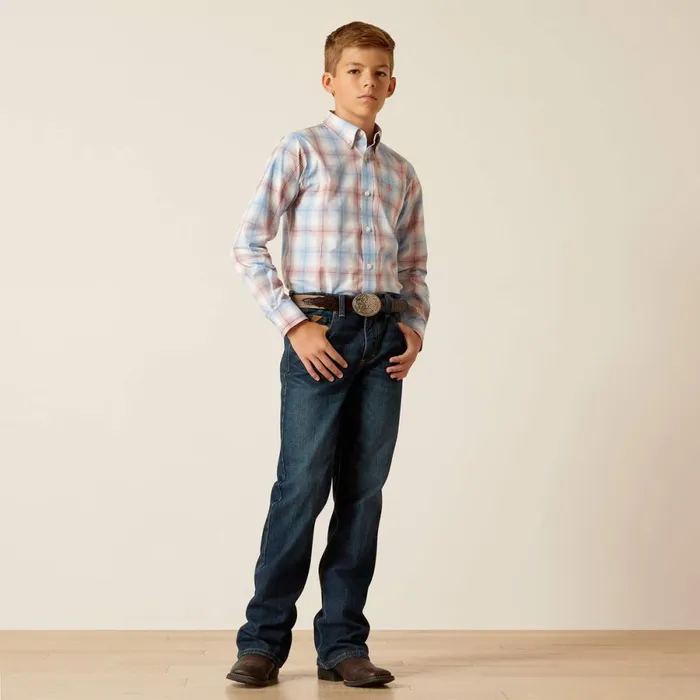 Pro Series Joshua Classic Fit Shirt Ceramic Teal Kids Ariat Button Down Shirts Pro Series Joshua Classic Fit Shirt Ceramic Teal Kids Ariat Button Down Shirts