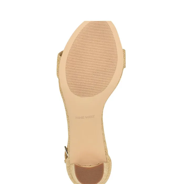 Pruce Ankle Strap Block Heel Sandals Light Natural Raffia Women Nine West Heeled Pruce Ankle Strap Block Heel Sandals Light Natural Raffia Women Nine West Heeled