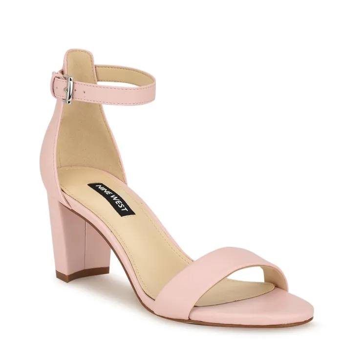 Pruce Ankle Strap Block Heel Sandals Light Pink Women Nine West Heeled Pruce Ankle Strap Block Heel Sandals Light Pink Women Nine West Heeled
