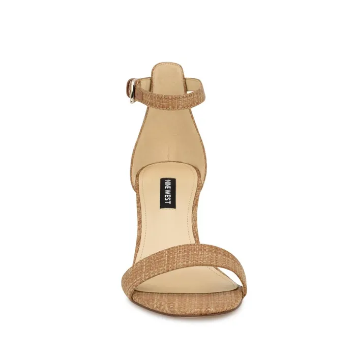 Pruce Ankle Strap Block Heel Sandals Natural Raffia Women Nine West Heeled Pruce Ankle Strap Block Heel Sandals Natural Raffia Women Nine West Heeled
