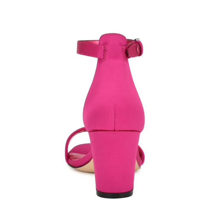 Pruce Ankle Strap Block Heel Sandals Pink Satin Women Nine West Sandals Pruce Ankle Strap Block Heel Sandals Pink Satin Women Nine West Sandals