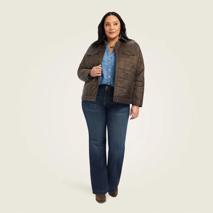 Puffer Trucker Insulated Jacket Banyan Bark Women Ariat Jackets and Vests Puffer Trucker Insulated Jacket Banyan Bark Women Ariat Jackets and Vests