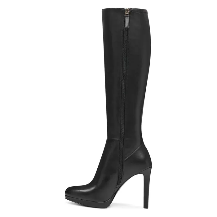 Quizme Platform Boots Black Leather Women Nine West Boots and Booties Quizme Platform Boots Black Leather Women Nine West Boots and Booties