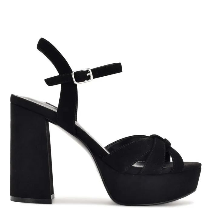 Rast Platform Sandals Black Suede Women Nine West Heeled