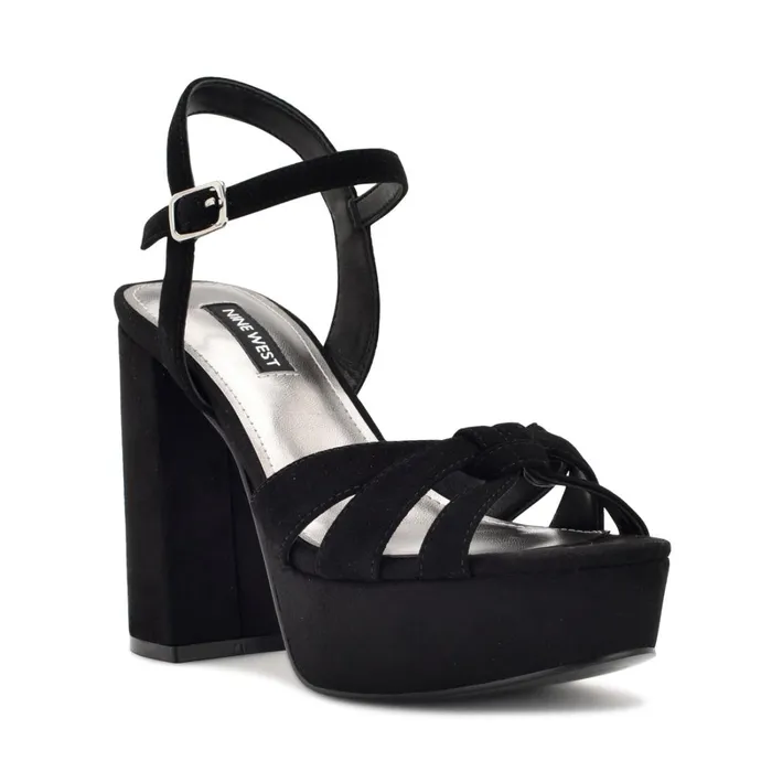 Rast Platform Sandals Black Suede Women Nine West Heeled