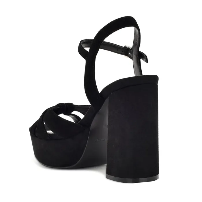 Rast Platform Sandals Black Suede Women Nine West Heeled