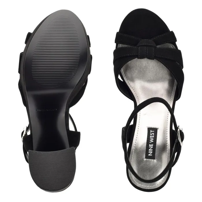 Rast Platform Sandals Black Suede Women Nine West Heeled