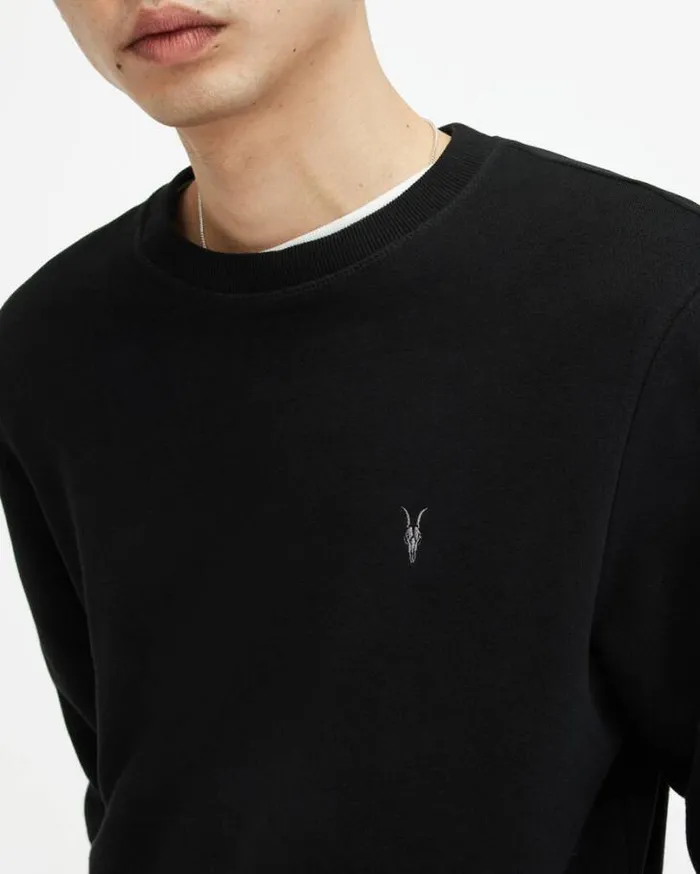 Raven Crew Neck Ramskull Sweatshirt Black Men AllSaints Sweatshirts and Hoodies