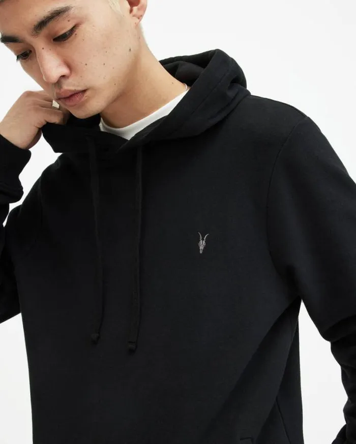 Raven Pullover Hoodie Black Men AllSaints Sweatshirts and Hoodies