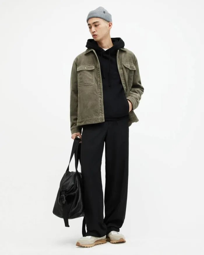 Raven Pullover Hoodie Black Men AllSaints Sweatshirts and Hoodies