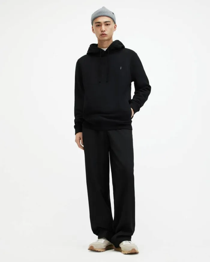 Raven Pullover Hoodie Black Men AllSaints Sweatshirts and Hoodies