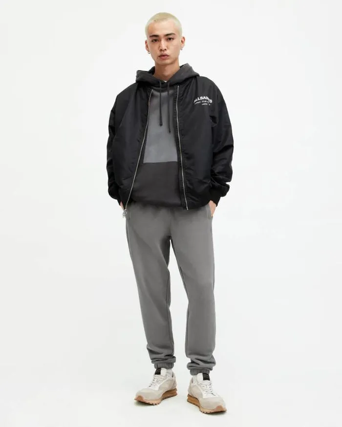 Raven Slim Fit Cuffed Ramskull Sweatpants Ash Grey Men AllSaints Pants