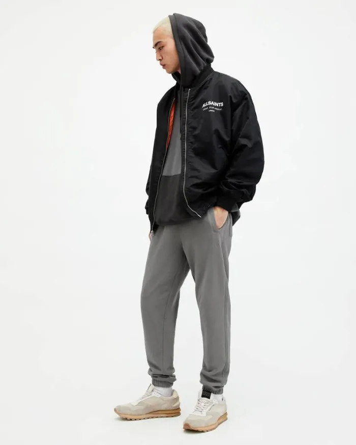 Raven Slim Fit Cuffed Ramskull Sweatpants Ash Grey Men AllSaints Pants
