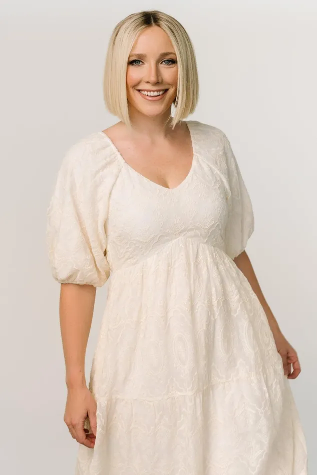 Rawlins Embroidered Dress Ivory Women Baltic Born Bridal