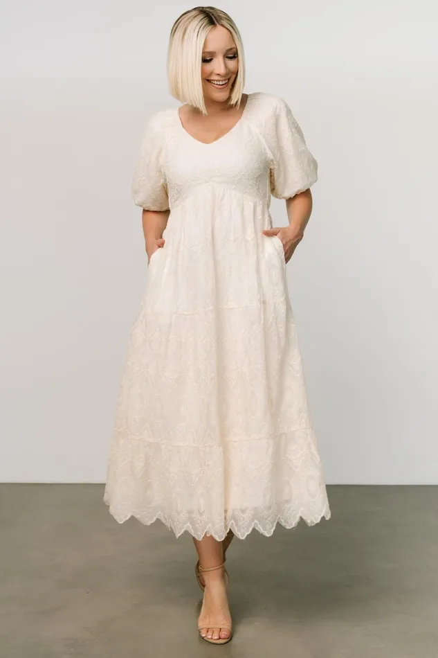 Rawlins Embroidered Dress Ivory Women Baltic Born Bridal