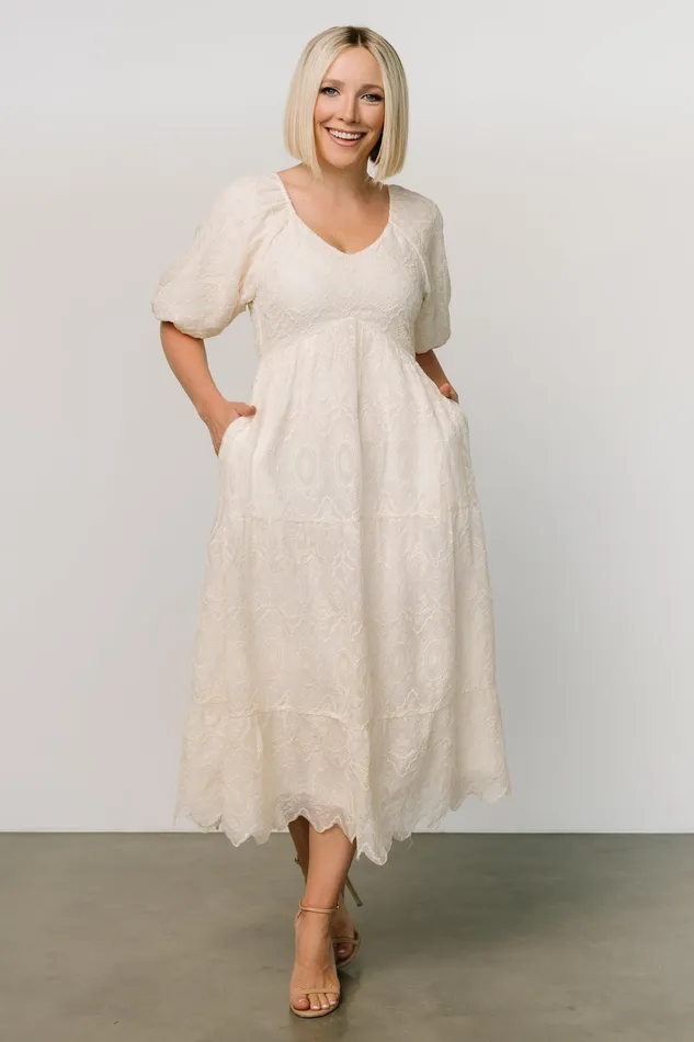 Rawlins Embroidered Dress Ivory Women Baltic Born Bridal