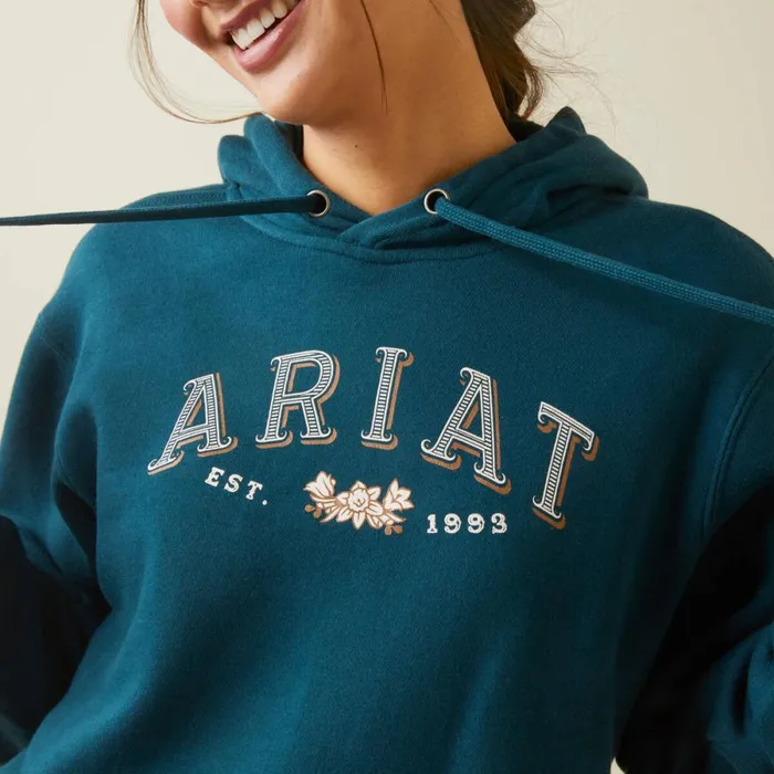 REAL Flora Hoodie Reflecting Pond Women Ariat Sweatshirts and Hoodies REAL Flora Hoodie Reflecting Pond Women Ariat Sweatshirts and Hoodies