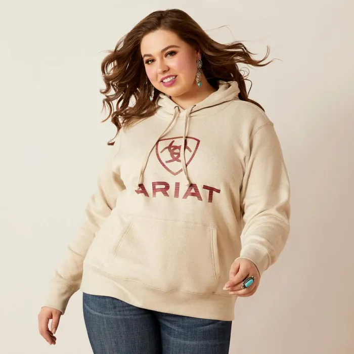 REAL Ombre Shield Hoodie Oatmeal Heather Women Ariat Sweatshirts and Hoodies
