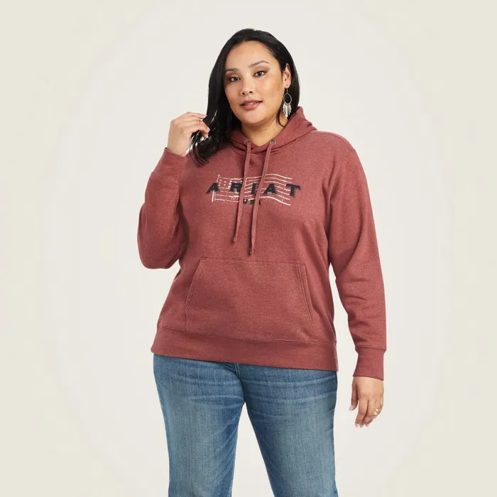 REAL USA Chest Logo Hoodie Sundried Tomato Heather Women Ariat Sweatshirts and Hoodies REAL USA Chest Logo Hoodie Sundried Tomato Heather Women Ariat Sweatshirts and Hoodies