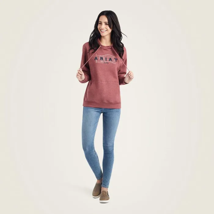 REAL USA Chest Logo Hoodie Sundried Tomato Heather Women Ariat Sweatshirts and Hoodies REAL USA Chest Logo Hoodie Sundried Tomato Heather Women Ariat Sweatshirts and Hoodies