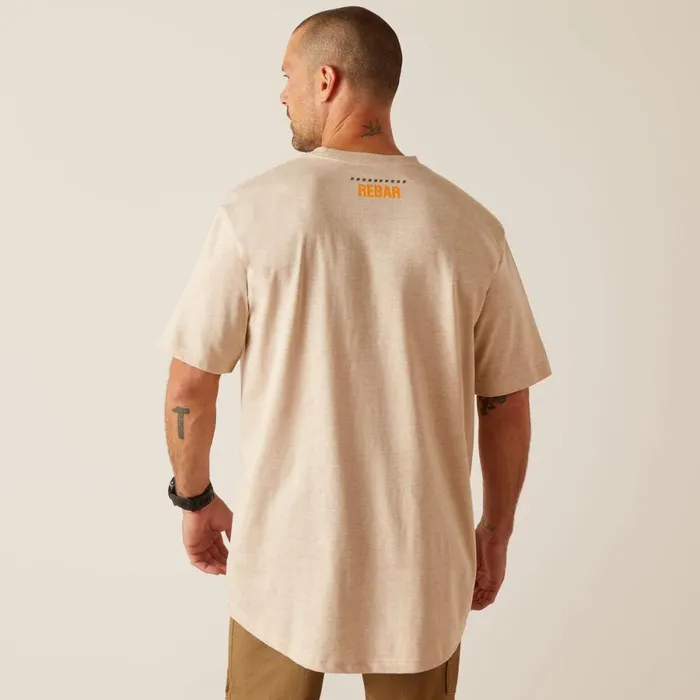 Rebar Cotton Strong Block Oatmeal Heather Men Ariat TShirts and Polos Rebar Cotton Strong Block Oatmeal Heather Men Ariat TShirts and Polos
