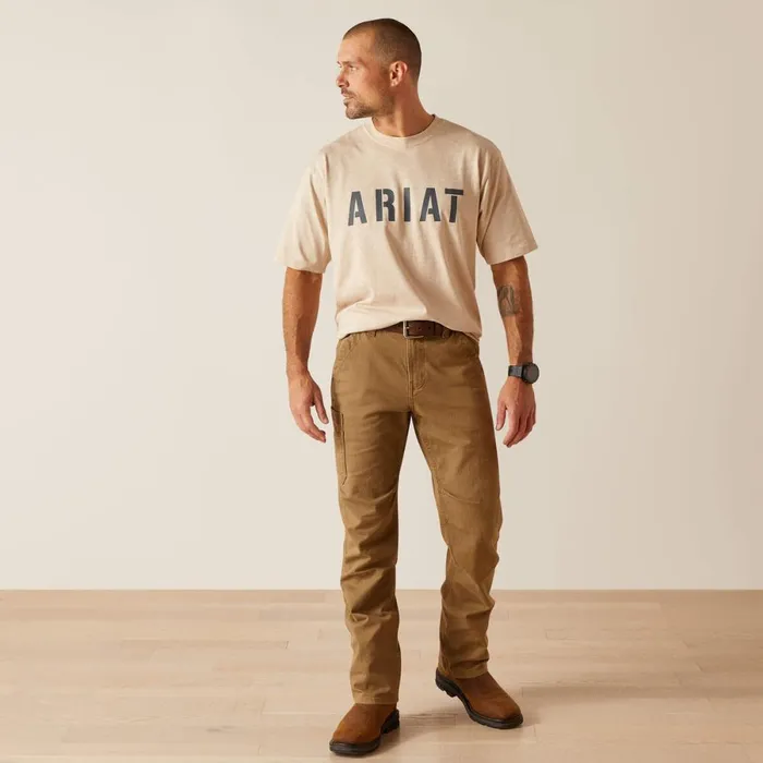 Rebar Cotton Strong Block Oatmeal Heather Men Ariat TShirts and Polos Rebar Cotton Strong Block Oatmeal Heather Men Ariat TShirts and Polos