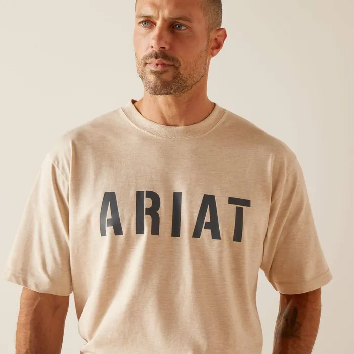 Rebar Cotton Strong Block Oatmeal Heather Men Ariat TShirts and Polos Rebar Cotton Strong Block Oatmeal Heather Men Ariat TShirts and Polos