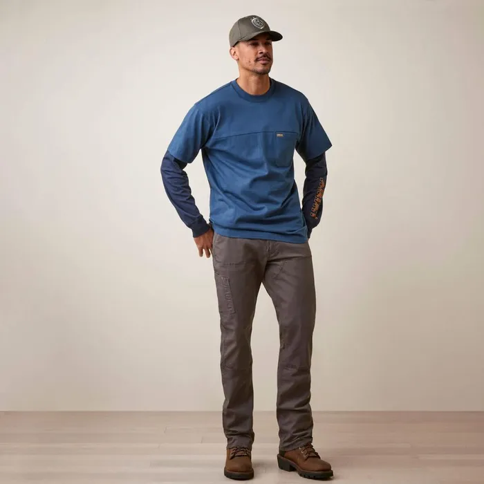 Rebar Cotton Strong Dually Blue Wink Teal Navy Men Ariat TShirts and Polos Rebar Cotton Strong Dually Blue Wink Teal Navy Men Ariat TShirts and Polos