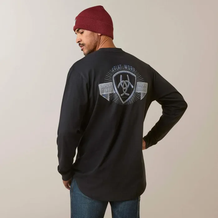 Rebar Cotton Strong Stacking Dimes Black Men Ariat TShirts and Polos