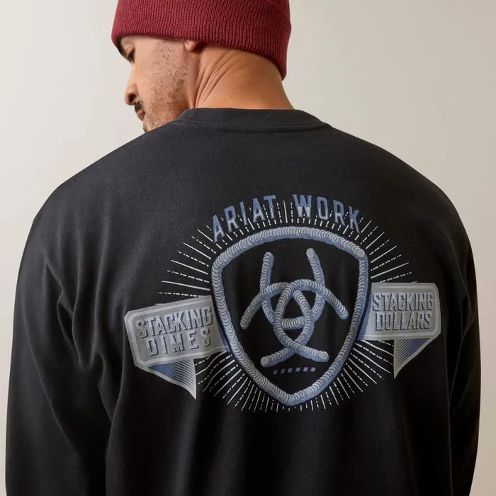 Rebar Cotton Strong Stacking Dimes Black Men Ariat TShirts and Polos Rebar Cotton Strong Stacking Dimes Black Men Ariat TShirts and Polos