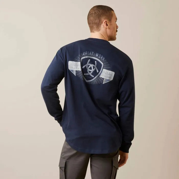 Rebar Cotton Strong Stacking Dimes Navy Men Ariat TShirts and Polos